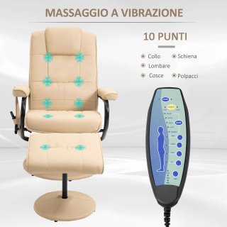 Poltrona Relax Reclinabile con Massaggio e Pouf