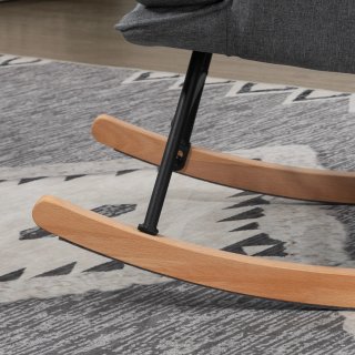 Sedia a Dondolo con Pouf in Tessuto Effetto Lino