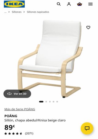 Sillón Poäng Ikea Madera y Beige, perfecto estado.