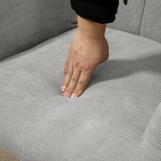 Poltrona Relax con Pouf Velluto a Costine Grigio