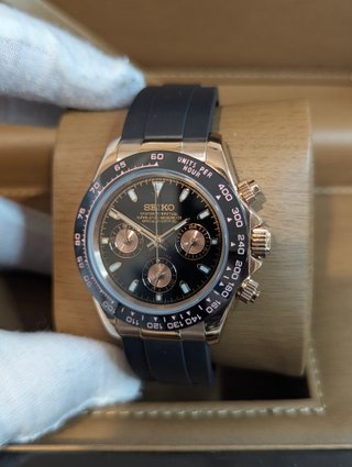 Reloj Seiko Mod Daytona Negro y Oro Rosa Rose Gold