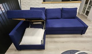 DIVANO LETTO IKEA FRIHETEN BLU CON CHAISE LONGUE