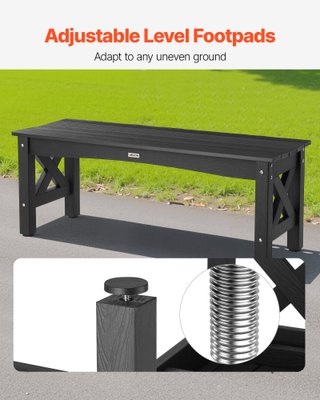 Panca da Giardino in Plastica Nera per Esterni