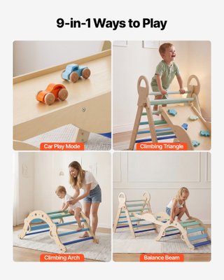 Set Pikler 9 in 1 Blu con Arco Rampa Montessori