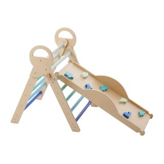 Set Pikler 9 in 1 Blu con Arco Rampa Montessori