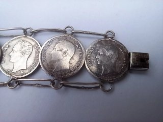 Pulsera antigua monedas plata