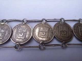 Pulsera antigua monedas plata