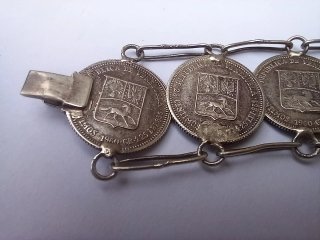 Pulsera antigua monedas plata