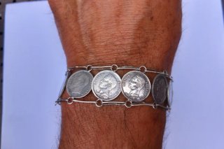 Pulsera antigua monedas plata