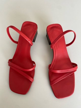 Sandalias tacón piel rojas T39