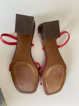 Sandalias tacón piel rojas T39