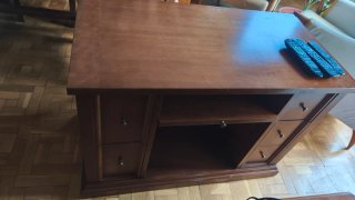 Mueble de salón cerezo y cristal