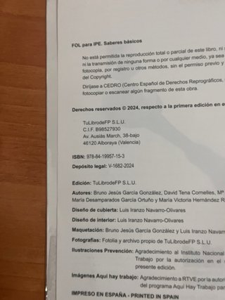 FOL para IPE I, Saberes básicos