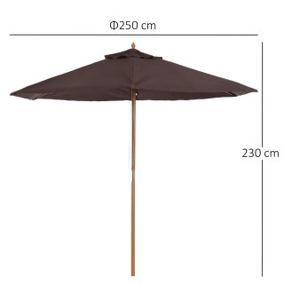 Ombrellone da Giardino 2.5x2.3 m Legno Marrone