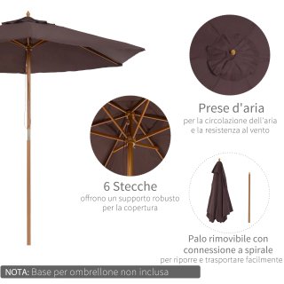 Ombrellone da Giardino 2.5x2.3 m Legno Marrone