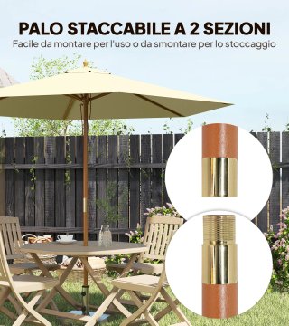 Ombrellone Giardino 2.5x2.3 m Legno Laccato Beige