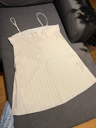 Vestido Zara Talla L Beige Rayas Botones