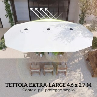 Ombrellone 12 Stecche Manovella Metallo Bianco