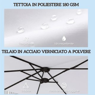 Ombrellone 12 Stecche Manovella Metallo Bianco