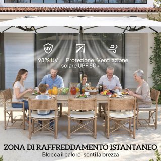 Ombrellone 12 Stecche Manovella Metallo Bianco