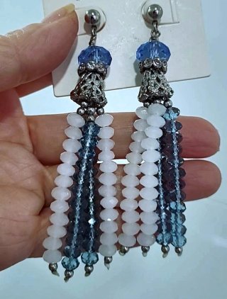 Preciosos pendientes Cristales Azules y Blancos