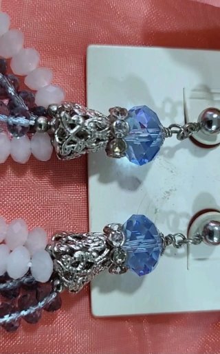 Preciosos pendientes Cristales Azules y Blancos