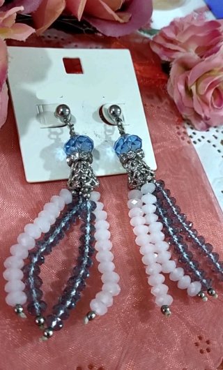 Preciosos pendientes Cristales Azules y Blancos