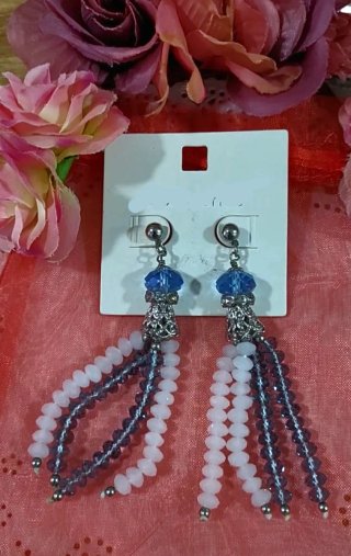 Preciosos pendientes Cristales Azules y Blancos