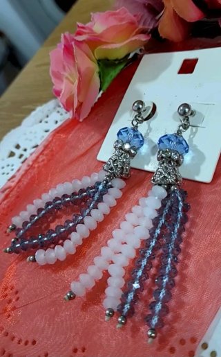 Preciosos pendientes Cristales Azules y Blancos