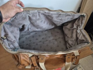 Bolsa de Piel Vintage Marrón y Beige