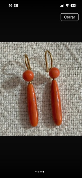 Pendientes Coral y Plata Baño Oro
