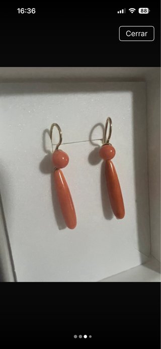 Pendientes Coral y Plata Baño Oro