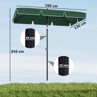 Ombrellone Giardino Rettangolare 2x1.3m Verde Nero