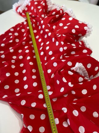 207.-Falda flamenca roja lunares blancos