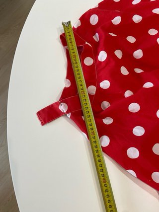 207.-Falda flamenca roja lunares blancos