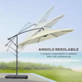 Ombrellone Decentrato Beige con Manovella e Base