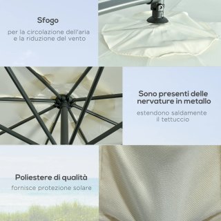 Ombrellone Decentrato Beige con Manovella e Base