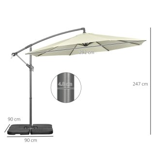 Ombrellone Decentrato Beige con Manovella e Base
