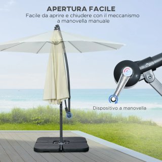 Ombrellone Decentrato Beige con Manovella e Base