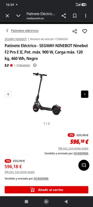 Patinete eléctrico Ninebot F2 Pro