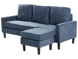 Sofá 3 plazas gris con otomana