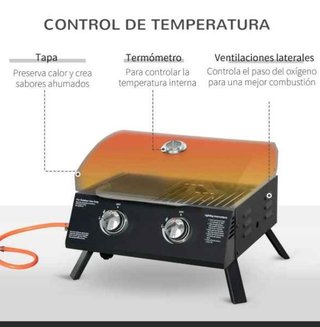Barbacoa da Tavolo a Gas Pieghevole con 2 Bruciatori