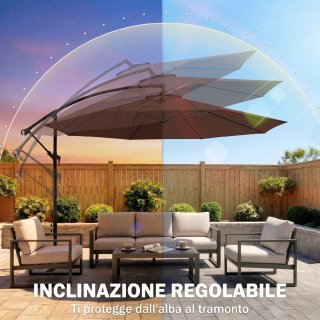Ombrellone da Giardino 3x2.5 m Braccio Inclinabile