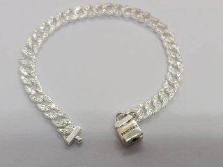 Pulsera Pandora Cadena Cubana Pavé Plata