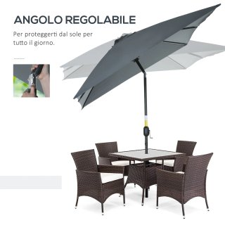 Ombrellone Rettangolare 2x3 m con Manovella Grigio