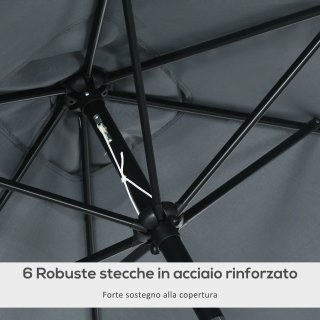 Ombrellone Rettangolare 2x3 m con Manovella Grigio