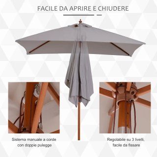 Ombrellone Giardino Inclinabile 2x1.5 m Grigio