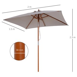 Ombrellone Giardino Inclinabile 2x1.5 m Grigio