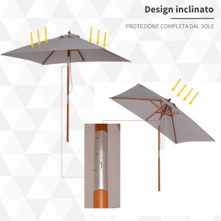 Ombrellone Giardino Inclinabile 2x1.5 m Grigio
