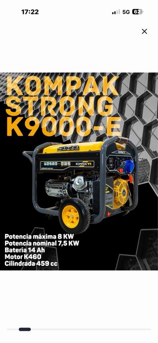Generador Eléctrico Kompak K9000E sin estrenar.